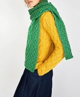 100% Merino Wool Aran Scarf, Green MI