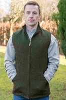 Emerald Isle Weaving James Style Full Zip Tweed Waistcoat, Olive