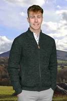 Emerald Isle Knitwear Dunmore East Full Zip Fisherman’s Knit Sweater, Atlantic Marl