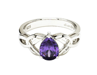 Sterling Silver Amethyst Trinity Knot Ring with Cubic Zirconia