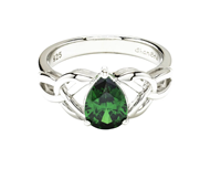Sterling Silver Emerald Trinity Knot Ring with Cubic Zirconia