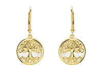 14kt Gold Vermeil Tree of Life Mother of Pearl Earrings