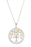 Sterling Silver Gold Plated Tree of Life Necklace with Cubic Zirconia