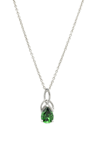 Sterling Silver Emerald Trinity Knot Necklace with Cubic Zirconia