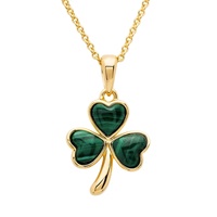 14kt Gold Vermeil Malachite Shamrock Pendant