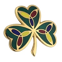 Gold Plated Green Shamrock Brooch