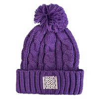 Book of Kells Cable Knit Bobble Hat, Purple