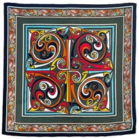 Book of Kells Large Square Celtic Scarf, Thyme Green/Orange
