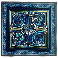 Book of Kells Large Square Celtic Scarf, Blue/Lemon