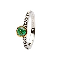 Taras Diary Green - 14kt Gold Plated Stacking Rin