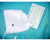 Keepsake Baby Bonnet with Lace Trim and Shamrock