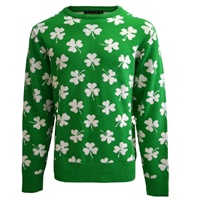 Mens Irish Shamrock Knit Sweater, Emerald