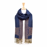 Mary Celtic Knot Reversible Scarf, Navy/Copper