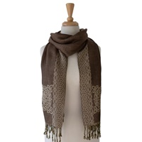 Mary Celtic Knot Reversible Scarf, Light Brown/Beige