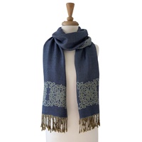 Mary Celtic Knot Reversible Scarf, Denim/Light Blue