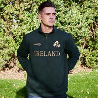 Lansdowne Mens Ireland 1/4 Zip Fleece, Bottle/Gold Shamrock