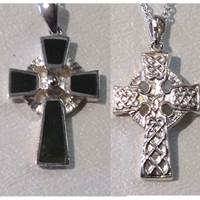 Sterling Silver and Connemara Marble Celtic Cross