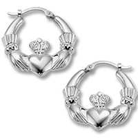 Sterling Silver Medium Claddagh Earrings