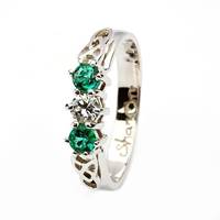 3 stone Emerald and Diamond with Trinity Knot Desi