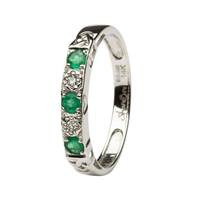 I Love You Eternity Ring, White Gold Emerald and D