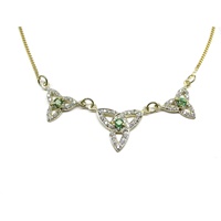 14k Yellow Gold Diamond and Emerald Trinity Knot P