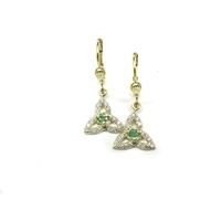 14k Yellow Gold Diamond and Emerald Trinity Knot P