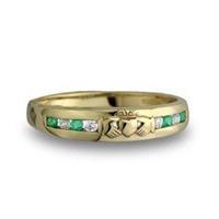 14K Claddagh Eternity Ring with Diamonds and Emera