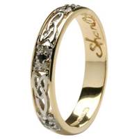 Celtic Wedding Band Ladies Sapphire and Diamond Se