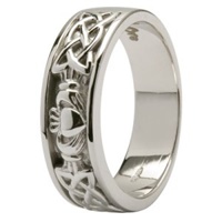 14kt Claddagh Wedding Ring with Celtic Knotwork