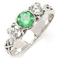 18k White Gold Livia Triology Ring With an Emerald