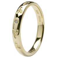 14K Yellow Gold Celtic Embossed Pressure Set Diamo