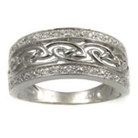 14K White Gold Diamond Set Celtic Ring