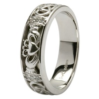 14Kt White Gold Diamond Celtic Wedding Ring