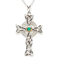 Celtic Cross with Emerald and Diamond