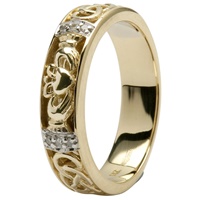 14Kt Yellow Gold Diamond Celtic Wedding Ring