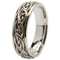 14Kt White Gold Celtic Design Wedding Ring