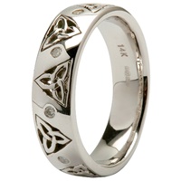 14kt White Gold Trinity and Diamond Wedding Ring
