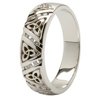 14K White Gold Diamond Wedding Ring with Trinity K