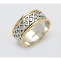 Mens Sheelin Wide White Celtic Band with Edges