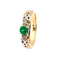 14K Two-Tone Emerald and Diamond Trinity Knot Ring