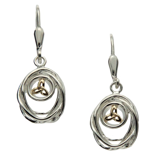 Keith Jack Celtic Cradle of Life Earrings Sterling Silver and Gold Leverback