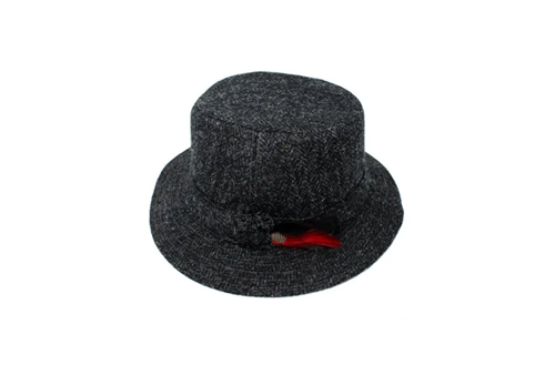 Hanna Hats Harris Tweed Irish Walking Hat, Black/Charcoal