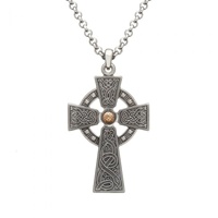 Antiqued Silver and Rose Gold Plated Bead Large Celtic Warrior Cross