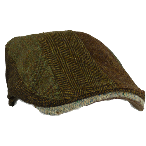 Hanna Hat Striped Striped Patchwork Donegal Touring Cap, Brown