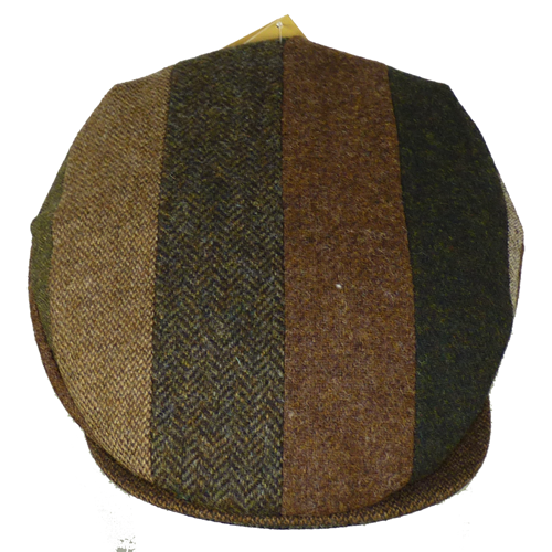 Hanna Hat Striped Tweed Patchwork Vintage Cap, Brown
