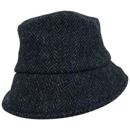 Hanna Hat Wee Thatch Tweed Hat, Navy Herringbone