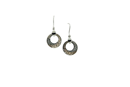 Sterling Silver and 10K Gold Celtic Comet White Topaz pave set Earrings