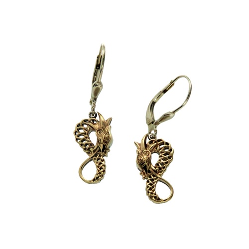 Keith Jack Dragon Earrings Gold Leverback