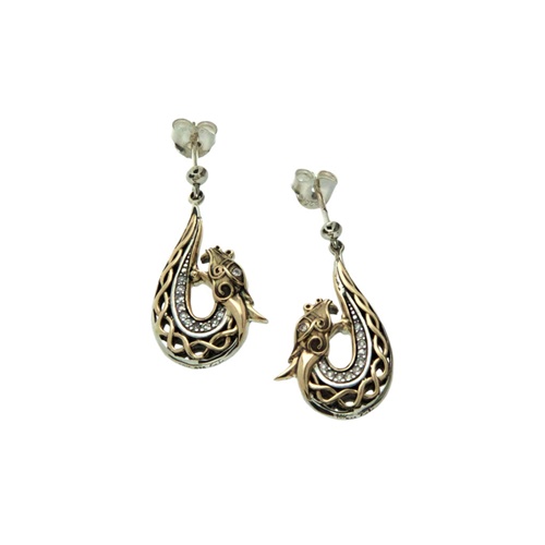 Keith Jack Dragon Earrings Gold with White Sapphire