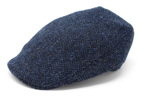 Hanna Donegal Tweed Touring Cap: Blue Herringbone